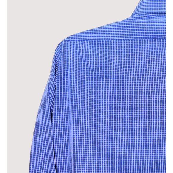 Van Heusen Shirt 15.5-16 34/35 TCU Frog Patch Blue White Check LS Cotton Blend - Picture 6 of 7